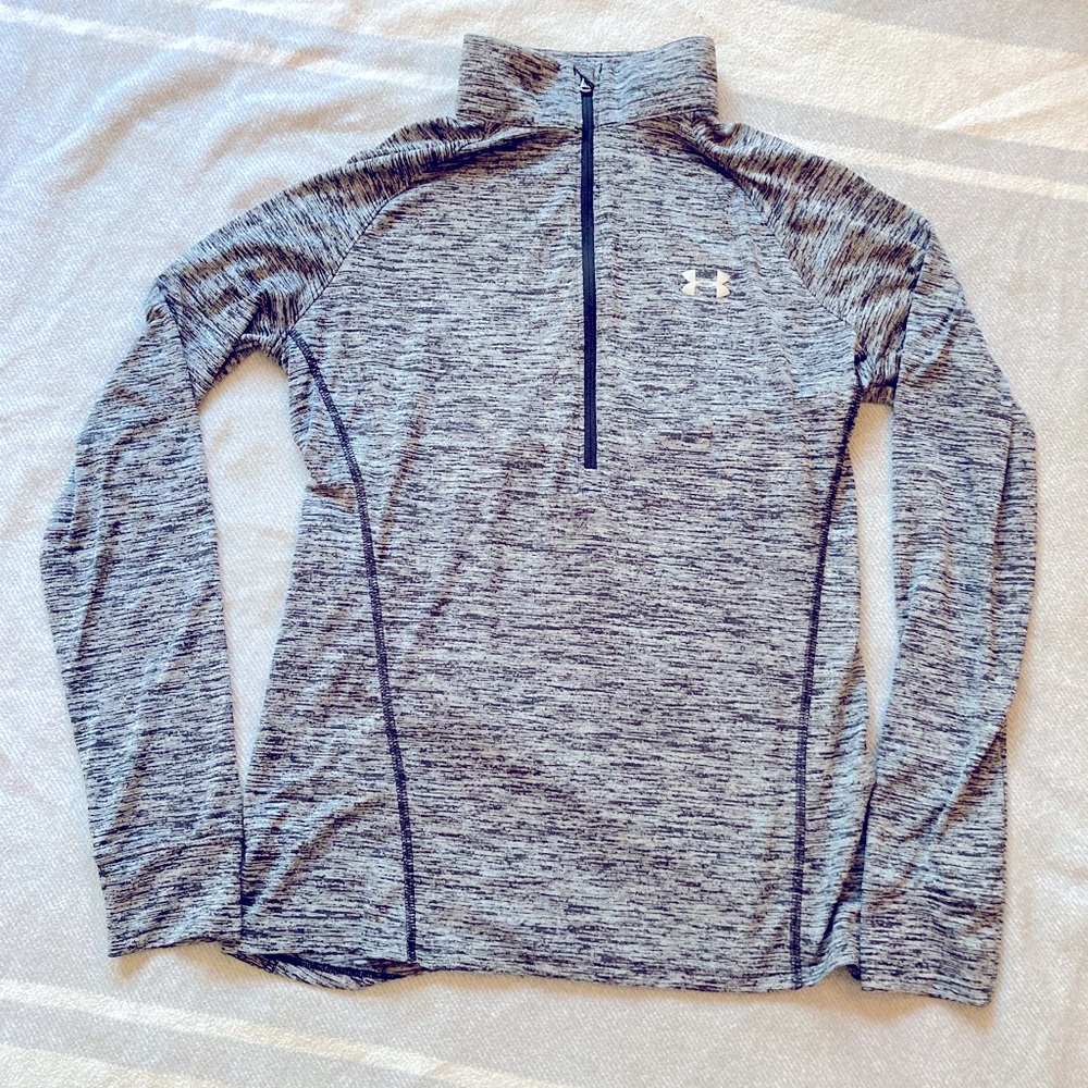 Under Armour HeatGear Space Dye Half Zip Pullover Top Gray Medium